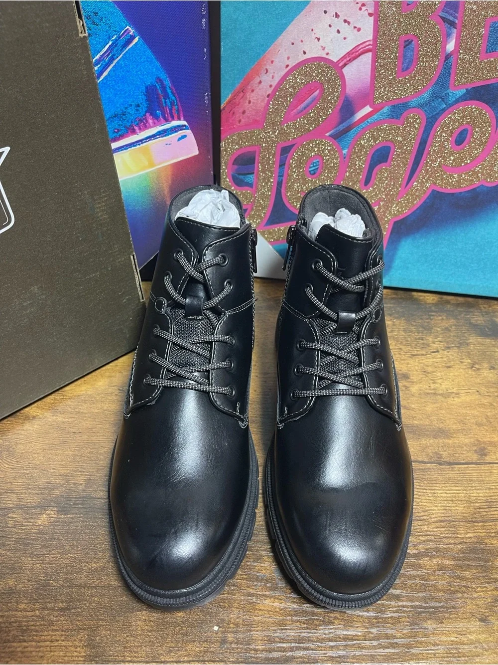 Florsheim Lookout Jr. Boys Plain Toe Lace Up Boots in black size 3